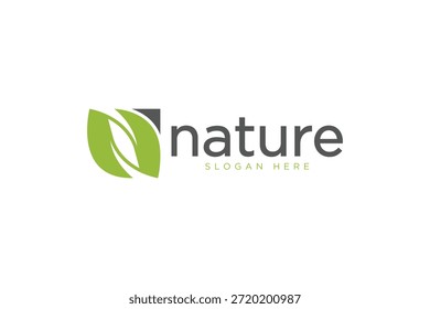 Modelo de vetor de design de folha de conceito de logotipo da natureza