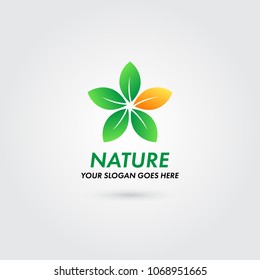 Nature Logo with Leaf Concept Template