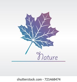 Nature logo with leaf icon and handwritten style nature text. Abstract illustration of a floral concept outdoor logo.
