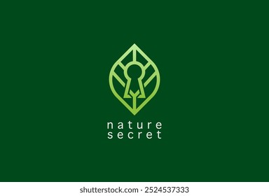 Logotipo da natureza, Folha com símbolo de buraco de fechadura de combinação de naturalidade, Elemento de design de modelo de design de logotipo de folha, ilustração de vetor