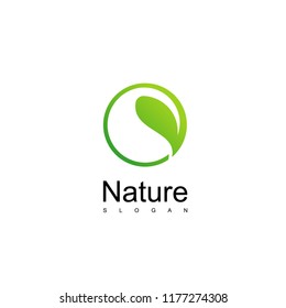 Nature Logo With Leaf Symbol