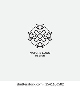 nature logo. leaf tech icon in linear style.Vector abstract for design of natural tech, tree tech