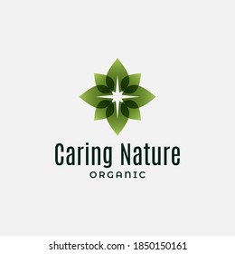 Nature logo with leafs on white background