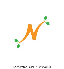 Nature logo with letter N design template