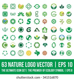 Nature logo mega collection, abstract ecology icon set