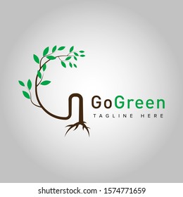 Nature logo modern minimalist design icon vector style. Tree logo with leaves