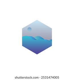 nature logo ocean waves design color template vector