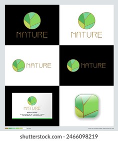 Logo de la Naturaleza en estilo Art Deco. Símbolo redondeado de árbol como vitral. Estilo Corporativa, tarjeta de visita.