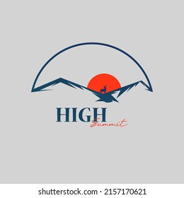 nature logo on mountain and deer background