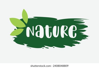 Nature logo. Raw, healthy food badge, cafe, restaurants and packaging label