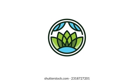 Nature logo in round shape vector template