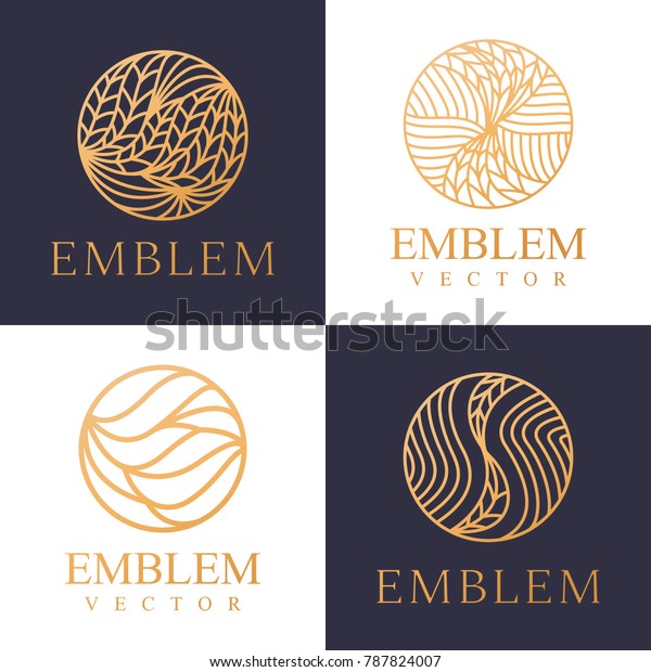 Vector De Stock Libre De Regalias Sobre Conjunto De Logotipos De La Naturaleza 787824007
