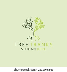 Nature logo with simple golden tree concept 