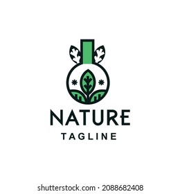 logotipo de naturaleza simple en laboratorio. minimalis green para farmacia de marca y empresa	
