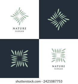 Nature logo square luxury organic emblem