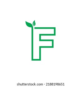 nature logo template design with the concept of the letter F decorated with leaves. also suitable for health logos, nature logos. initial letter F logo. leaf logo.