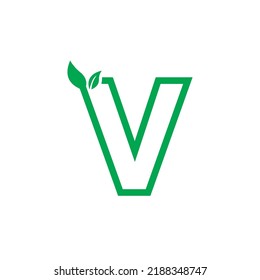 nature logo template design with the concept of the letter V decorated with leaves. also suitable for health logos, nature logos. initial letter V logo. leaf logo.
