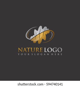 Nature Logo Template. Luxury Design on Black Background. Vector Illustrator Eps.10