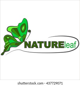 Nature logo. This is a silhouette of a butterfly that incorporate with a leaf. This image could be a beauty salon logo or natural spa or other woman activity symbol.