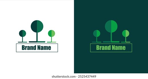 Logotipo da natureza de três árvore em círculo e ícone de linha