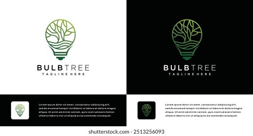 Logotipo da natureza com conceito de árvore ideia de luz criativa	