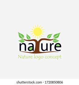 Nature logo, Tree logo concept, Vector illustration of tree, Save the nature, Solar power, 