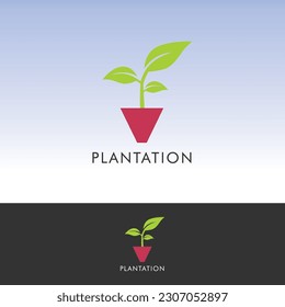 Nature Logo, Tree plant technology landscaping home gardening eco friendly vector art template