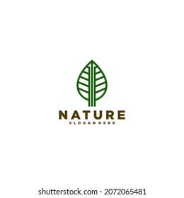 logotipo de naturaleza con símbolo único de hoja en fondo blanco