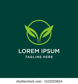 Nature  Logo Vector Design Template . on green background .