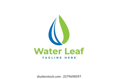 nature logo vector illustration, leaf water drop logo template