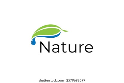 nature logo vector illustration, leaf water drop logo template