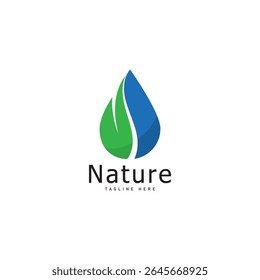 vetor de logotipo da natureza ilustração folha água gota logotipo ícone modelo