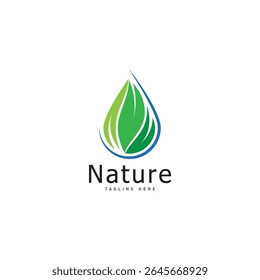 nature logo vector illustration  leaf water drop logo template icon