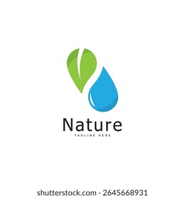 nature logo vector illustration  leaf water drop logo template icon