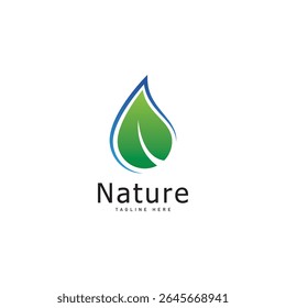 nature logo vector illustration  leaf water drop logo template icon