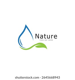 nature logo vector illustration  leaf water drop logo template icon