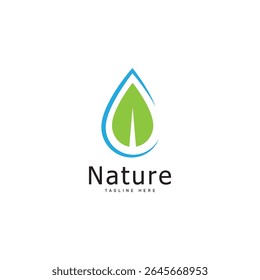 nature logo vector illustration  leaf water drop logo template icon