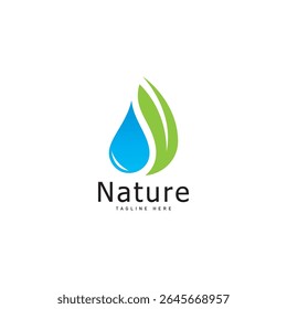 Logotipo de la naturaleza Hoja de Ilustración vectorial Gota de agua Logotipo Icono de Plantilla