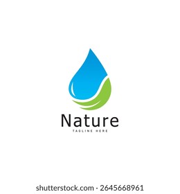 nature logo vector illustration  leaf water drop logo template icon