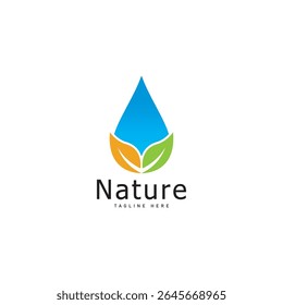 Logotipo de la naturaleza Hoja de Ilustración vectorial Gota de agua Logotipo Icono de Plantilla