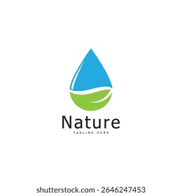 nature logo vector illustration  leaf water drop logo template icon