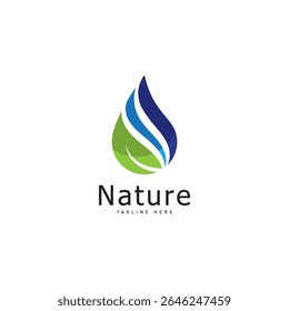 nature logo vector illustration  leaf water drop logo template icon