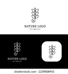 Nature Logo, Vector of nature logo with plant and leaves