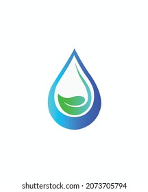 Nature Logo With Water drop and Leaf, Creative Symbol, Icon
