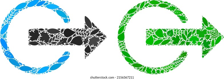 Nature logout icon mosaic of floral leaves in green and natural color tinges. Ecological environment vector template for logout icon. Logout vector image is formed of green herbal icons.