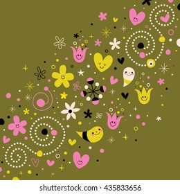 nature love harmony retro abstract art vector illustration design elements