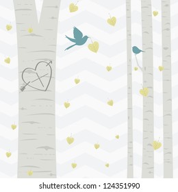 Nature Love: A heart is carved into an aspen tree, waiting for your initials. svg
