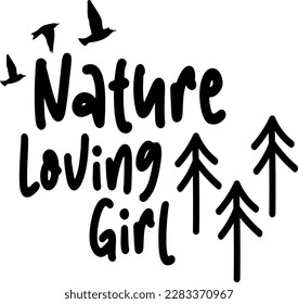 Nature loving girl t-shirt design