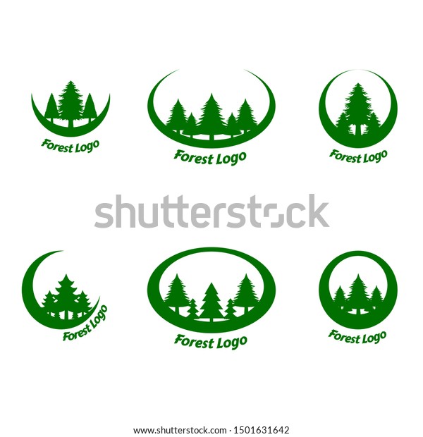 Nature Lunar Forest Circle Shape Silhouette Stock Vector Royalty