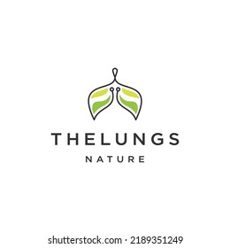 Nature lungs logo design template flat vector